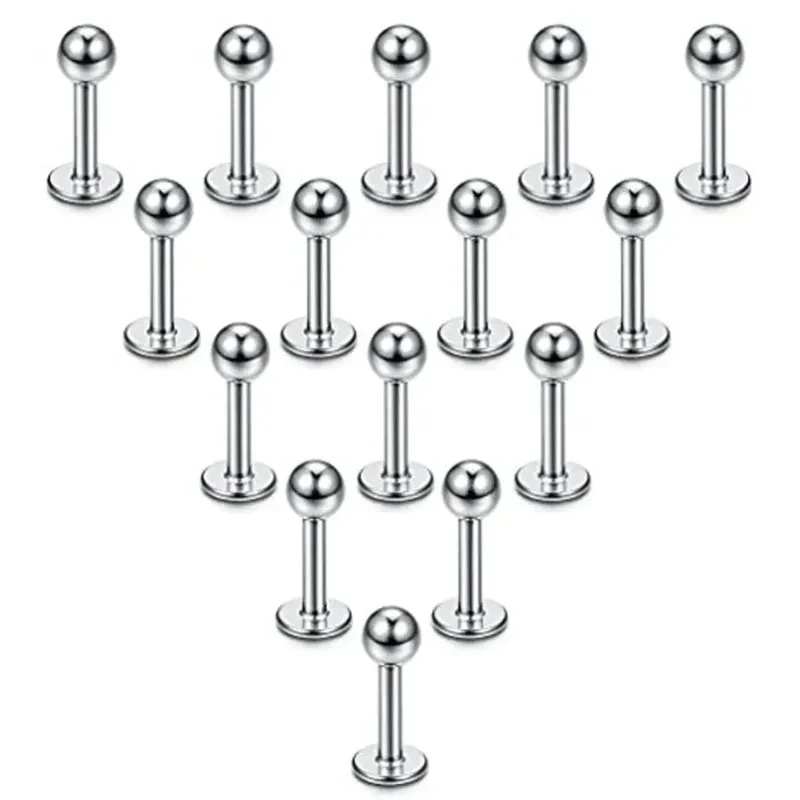 15Pcs 16G Stainless Steel Lip Rings, Labret Nose Studs Piercing Monroe Nose Studs Cartilage Tragus Helix Earring 6/8/10/12mm