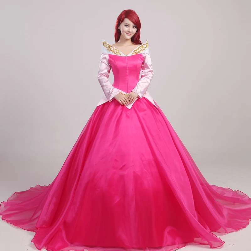 

Sleeping Princess Aurora Pink Dance Dress For Fancy Halloween Party Adult Women Cosplay Costume Custom Made