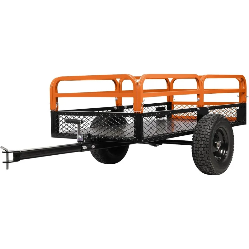 

2026 New：Multi-Purpose 1500LB Steel Trailer - Heavy Duty ATV/UTV Utility Cart with Hand Pull & Foot Pedal Dump f