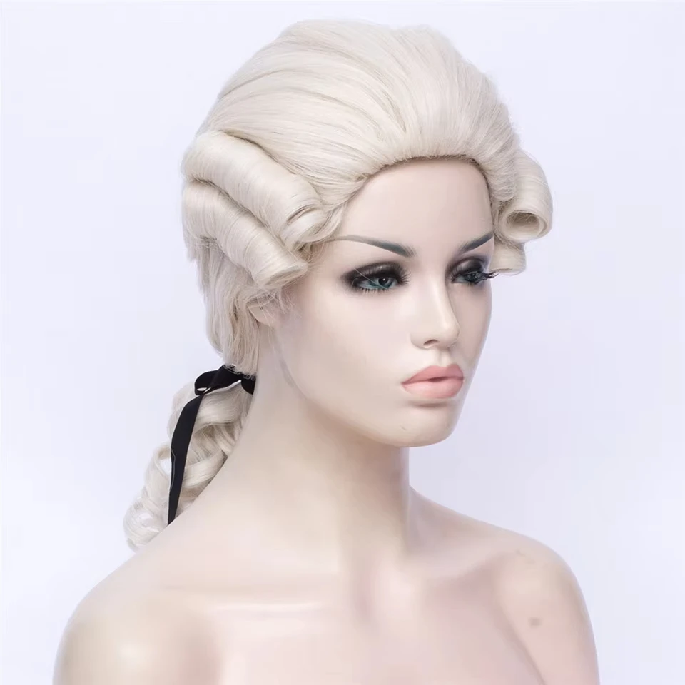 Parrucca da avvocato Gaka Judge Parrucche ricci per capelli intrecciati biondo chiaro Parrucche sintetiche per cosplay per donne o uomini