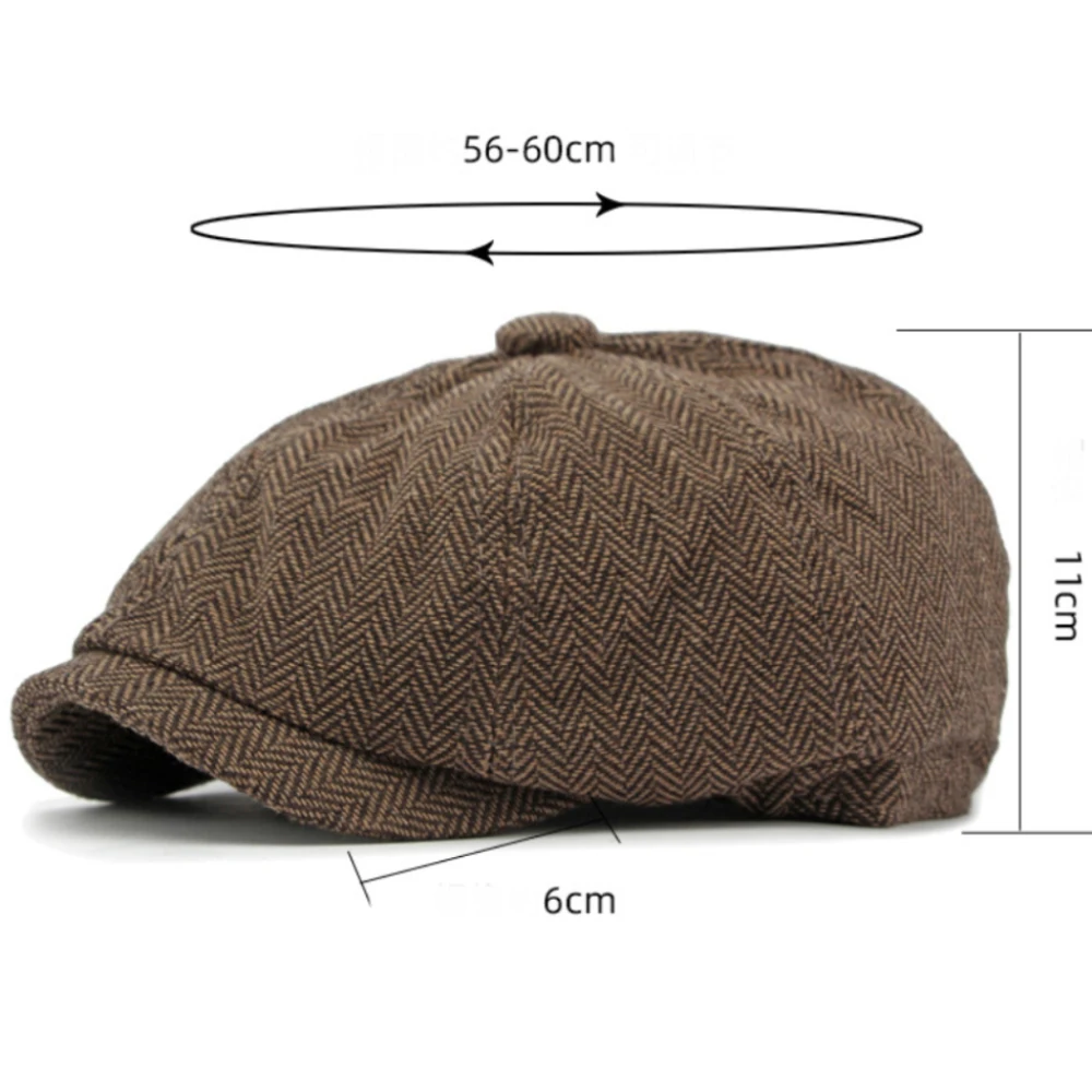 HT4608 Baskenmützen für Männer und Frauen, Künstler- und Maler-Baskenmütze, achteckige Baskenmütze, gestreifte Ivy-Flachmütze für Herren und Damen, Baskenmützen für Frühling, Herbst und Winter. – Detail 1