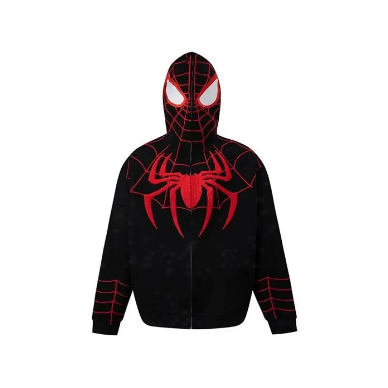 Y2k Emo Women Streetwear Hoodie Spider Web Red Zip Up Hoodies Grunge Oversized Sweatshirt Gothic Harajuku Alt Jackets Clothes