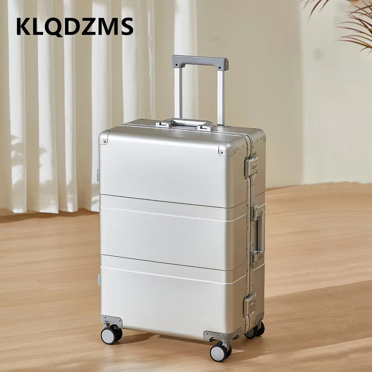 KLQDZMS Men's Luggage All Aluminum Magnesium Alloy Boarding Box Large-capacity Business Trolley Case 20 "24"28 Inch Suitcase