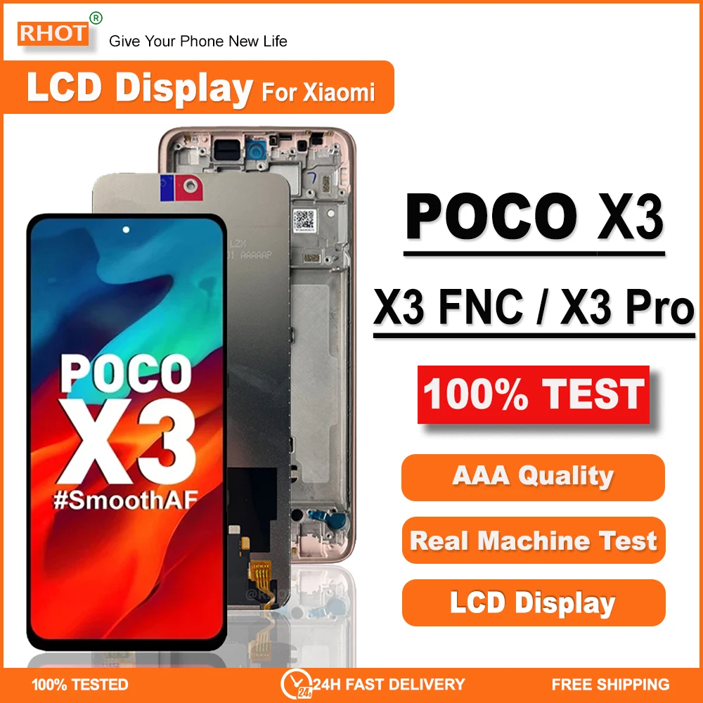 

6.67" For XIAOMI Poco X3 LCD POCO X3 Pro LCD Touch Screen Digitizer Assembly For POCO X3 FNC LCD Screen With Frame Replaceable