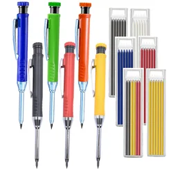 1pc 2.8mm Solid Carpenter Mechanical Pencil with Sharpener for Woodworking Construction Long Head Carpenter Pencil Stationery