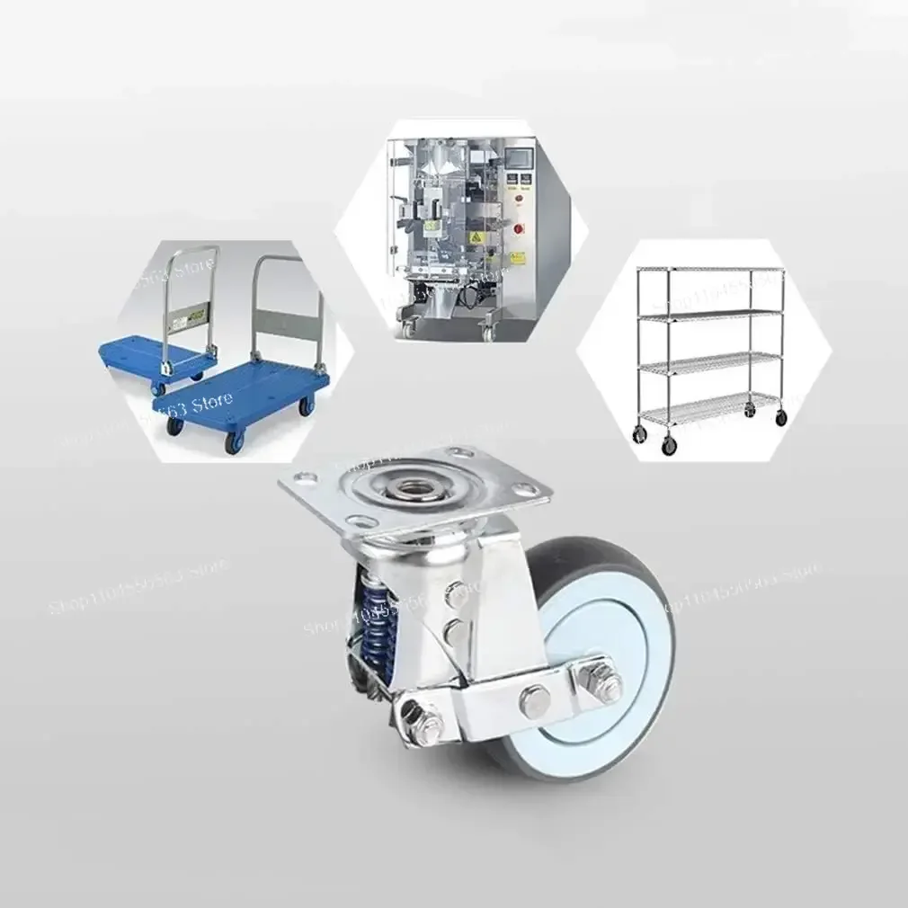 Ruedas Giratorias de Alta Resistencia con Doble Resorte, 3'', 4'', 5'', Ruedas Industriales para Muebles con Amortiguación de Impactos