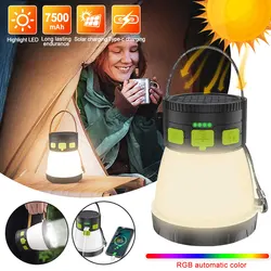 Solar LED Camping Light Waterproof Rechargeable Tent Lamp Torch Portable Lantern Emergency Lights Market Lamp Energy Saving Bulb