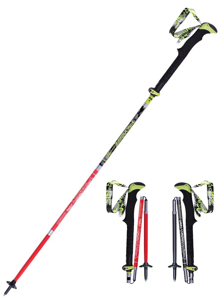 

Five section carbon fiber folding hiking cane, ultra light and stretchable carbon outdoor hiking cane