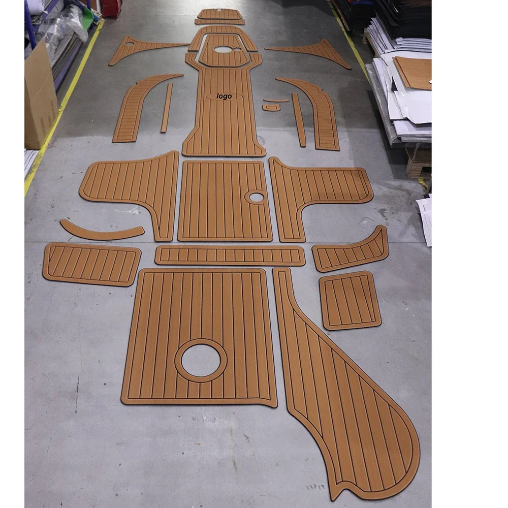 Motorboat Pads Set With Logo EVA Teak Decking Sheet Thick 6mm Self Achesive Mat Customied DIY Black Grey Brown