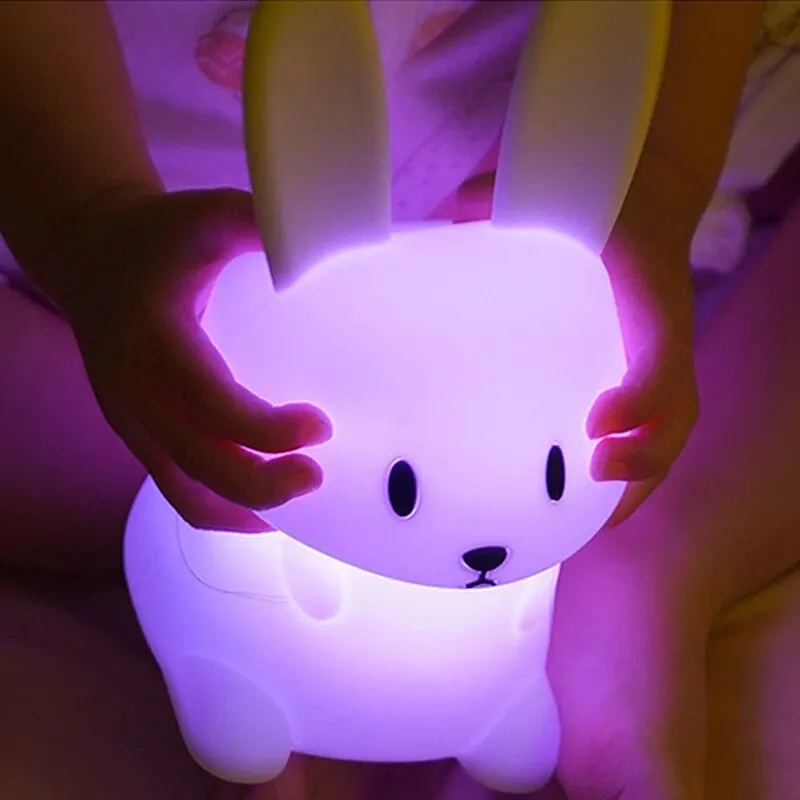 LED Night Light USB Silicone Rabbit Night Lights Cartoon Cute Bunny Lamp For Nursery Girls Boys Toddler Kawaii Room Decor