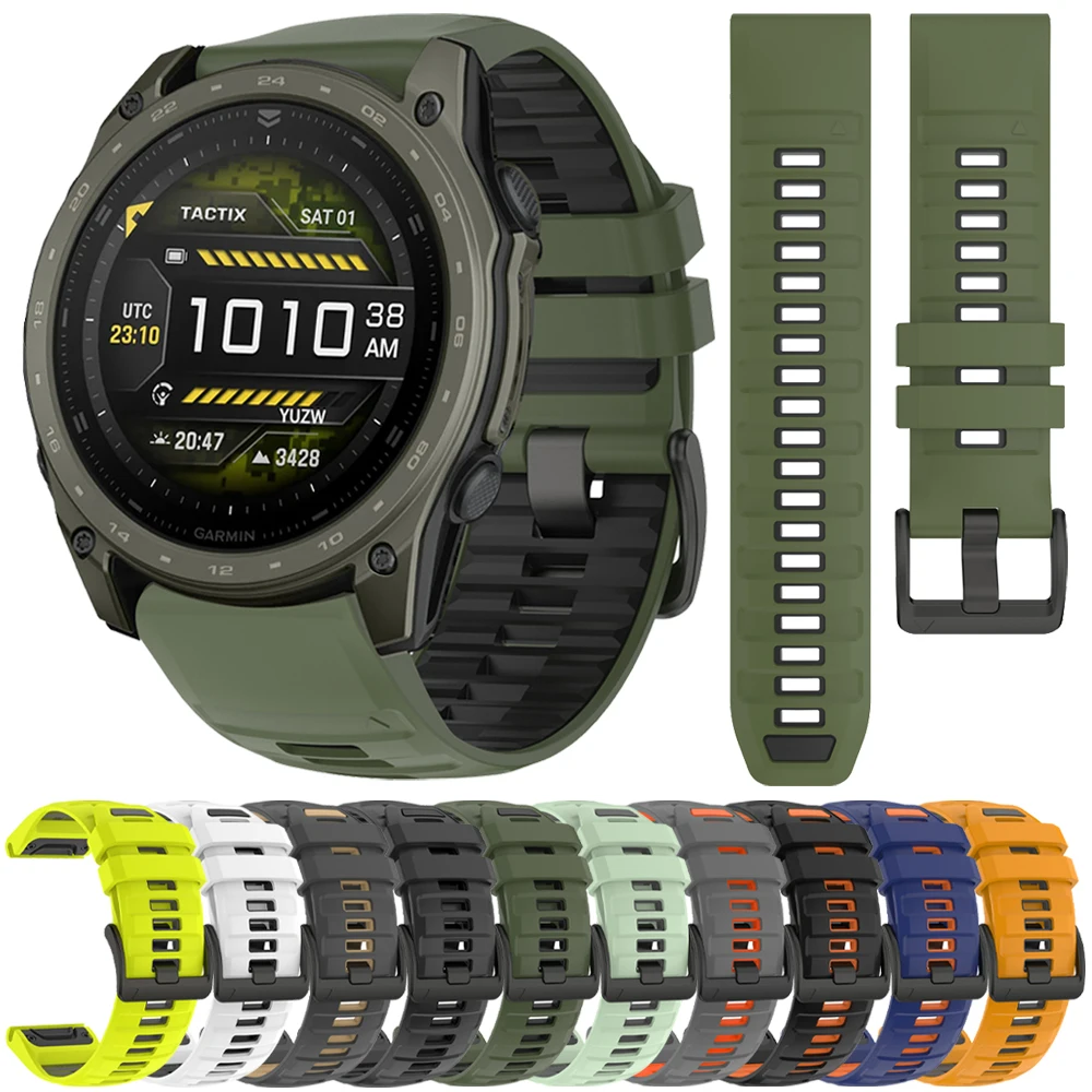Sport Silicone Strap for Garmin Tactix 8 AMOLED 47mm 51mm/Epix/Fenix 8 Pro 7 7X 6X/Enduro 3 Soft Bracelet 22/26mm Quickfit Bands