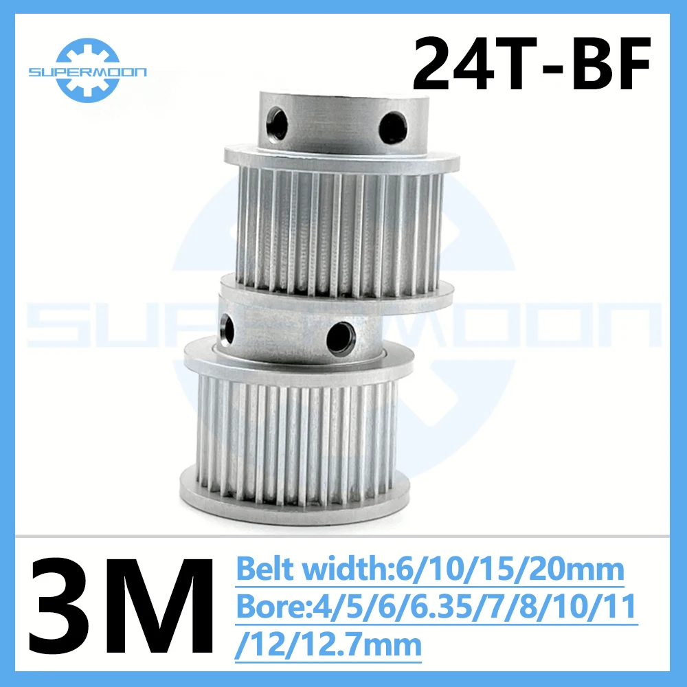 

HTD 3M 24 Teeth Timing Pulley Bore 4/5/6/6.35/7/8/10/12/12.7mm For Belt Width 6-15mm Aluminum Alloy Transmission Gear Pulley