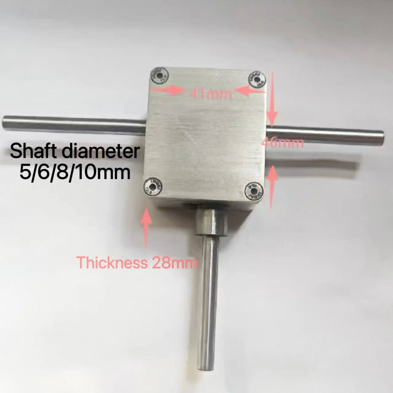 Dual Output Right Angle Transmission Gearbox 5/6/8/10mm Shaft Bevel Gear Reducer Box for Corner Applications