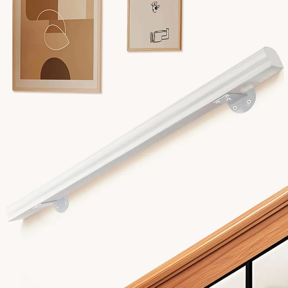 درابزين درج من الخشب الصلب بطول 3 أقدام، درابزين سلالم داخلية وخارجية، مثبت على الحائط، تصميم أمان غير قابل للانزلاق للاستخدام الداخلي والخارجي #5