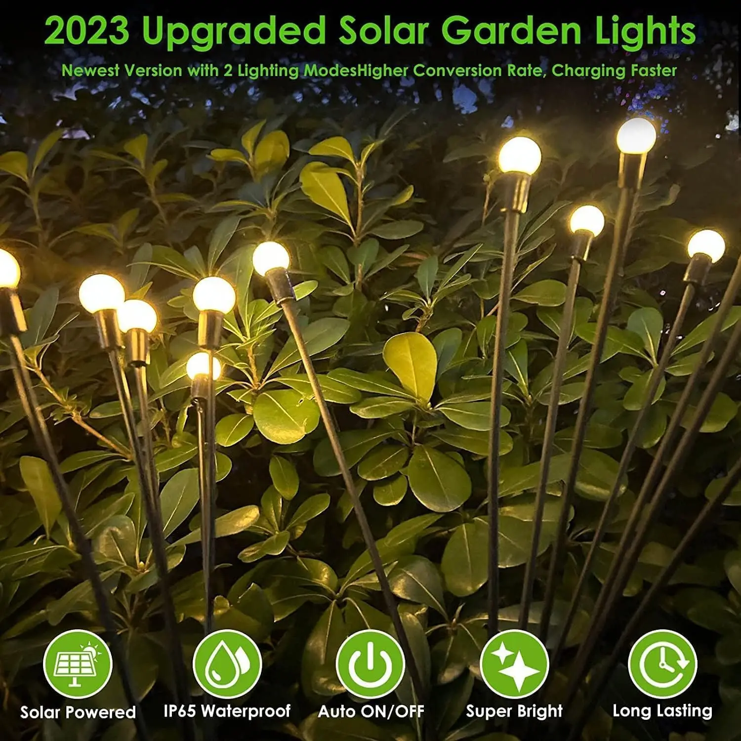 Imagem -02 - Impermeável Solar Garden Lights Led ao ar Livre Firefly Lights Sway by Wind Fairy Lights Pathway 4pack 10led