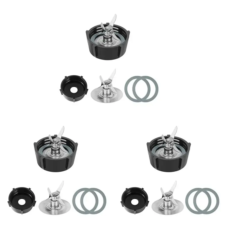 A76G-3X Cuchillas para licuadora Oster Osterizer con base para vaso de licuadora y cuchilla Fusion de 4 puntas 4961 y 6X junta de sellado de goma O-Ring