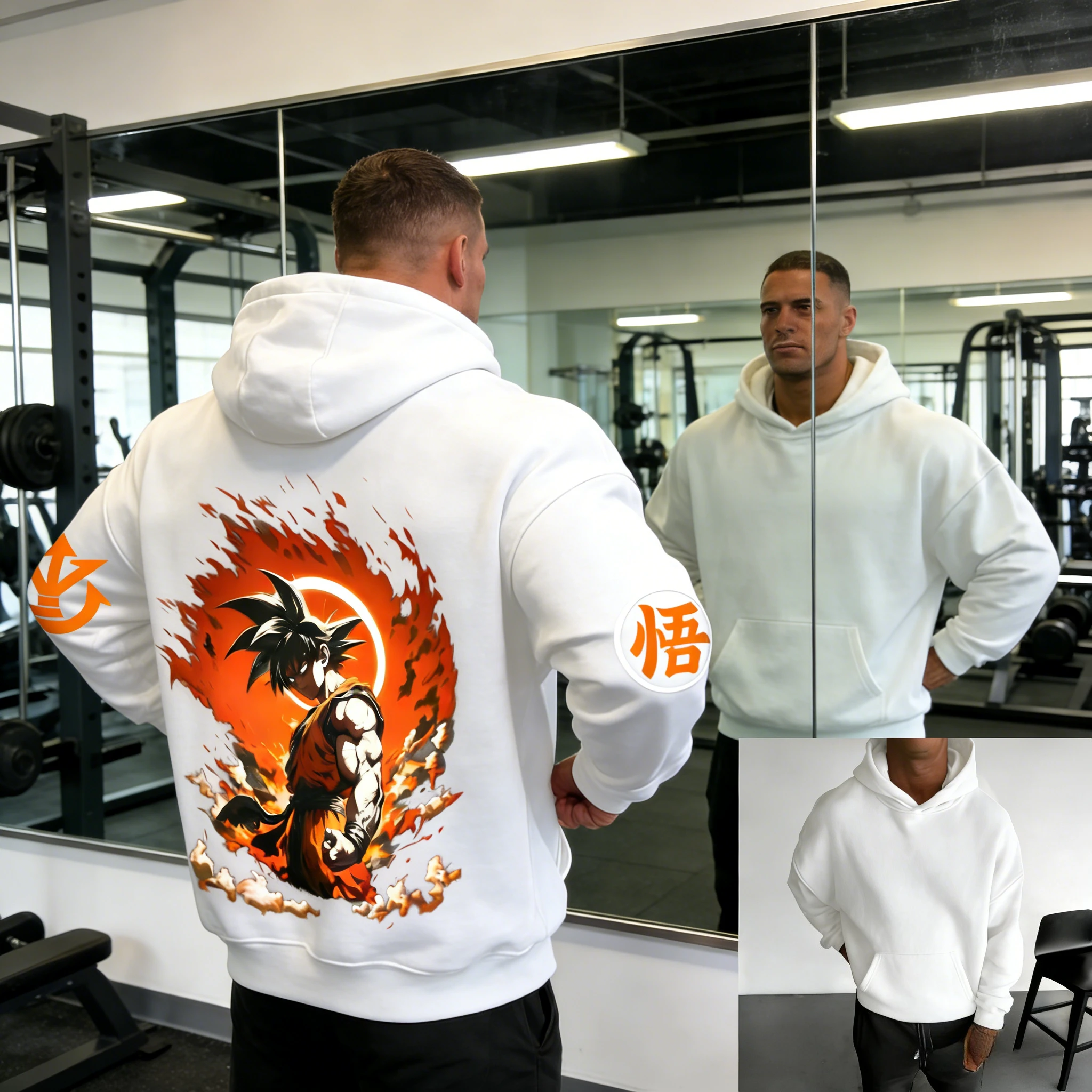 

Худи унисекс оверсайз из 100% хлопка с принтом «Пламя Гоку» в стиле ретро Dragon Ball, коллекция осень-зима 2026, для мужчин и женщин, для спортзала и уличной моды