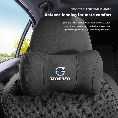볼보 카시트 헤드 지원 스웨이드 메모리 코튼 목 베개 XC60 V90 V60 V40 XC90 S90 S60 C30 V70 XC40 용 인테리어 액세서리