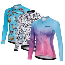 Cycling Clothing Long Sleeve Tops Spring Autumn Women's Mountain Road Bike Bicycle Clothing Moisture Wicking and Breathable