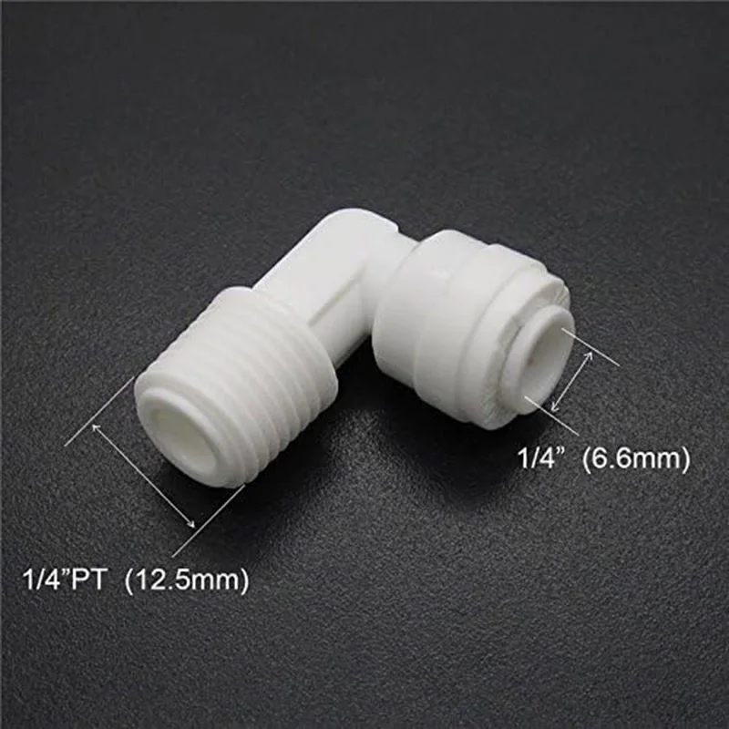 1/4 inch Male Thread to 1/4 inch Tube Elbow Quick Connect Ro Reverse Osmosis water Filter Fitting Male Elbow Pack of 5