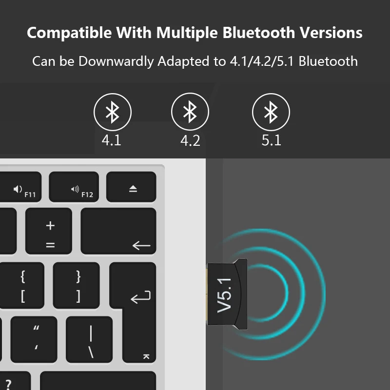 DBIT 5.1 Bluetooth Adapter USB Bluetooth Receiver Win8/8.1/10/11 Driver-Free Support Multiple Devices Simultaneous Connection