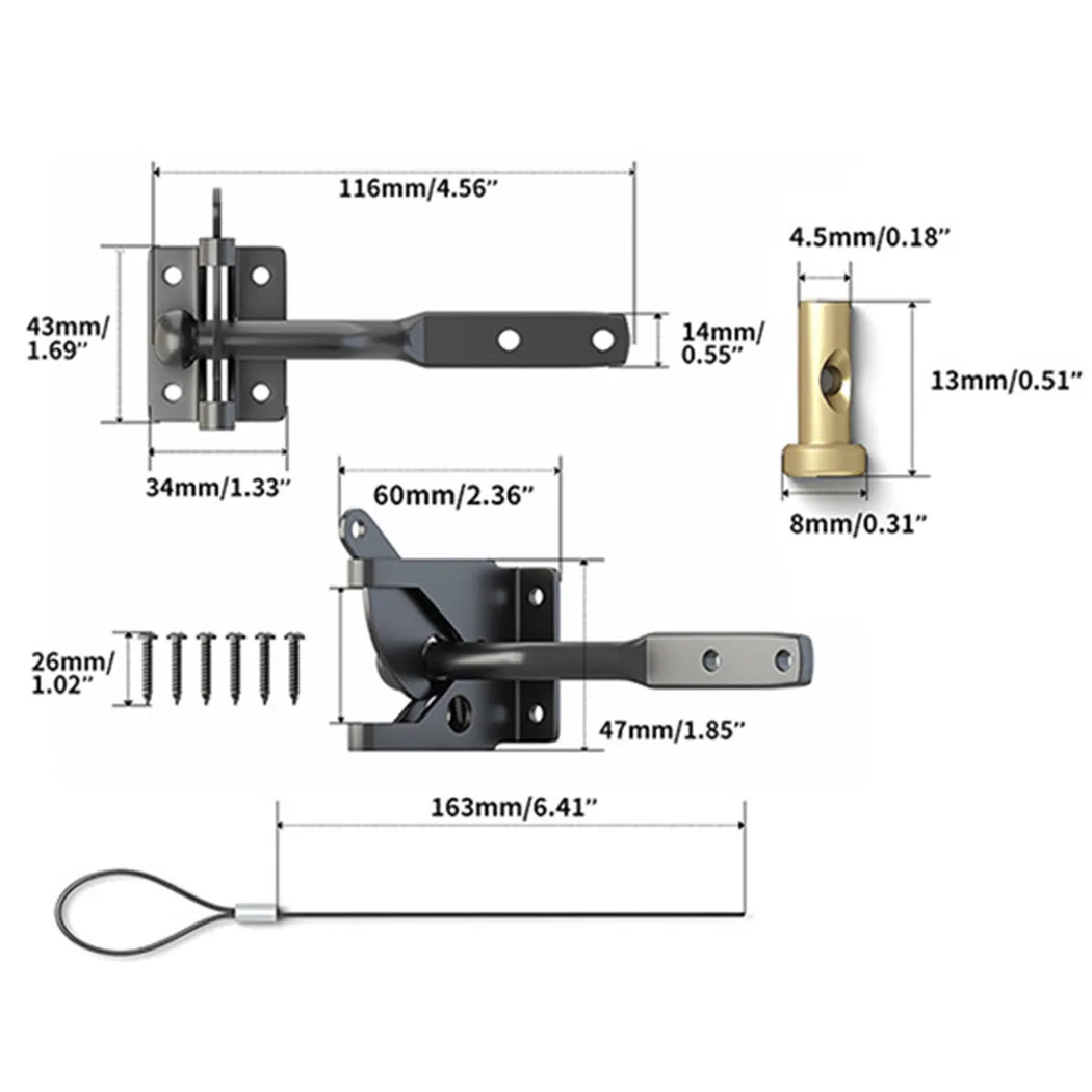 Carbon Steel Fence Door Latch Buckle Domestic Easy To Operate Spring Zipper Black Latest Nice 100% Brand New Element