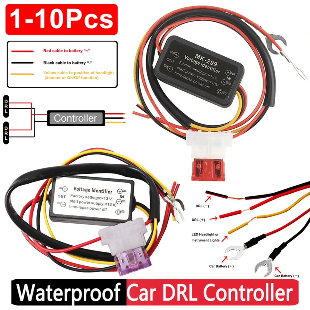 

1-10pcs 12-18V Waterproof Daytime Running Lights Controller Relay Harness Dimmer Car Parts On/Off Fog Light Controller 12V-24V