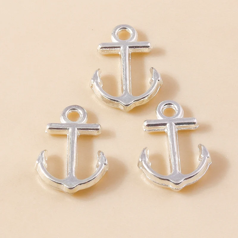 Leslie 40pcs 10x15mm Gold Color Tiny Anchor Charms Boat Sailing Navigation Mini Pendant DIY Supplies Jewelry Making Accessories