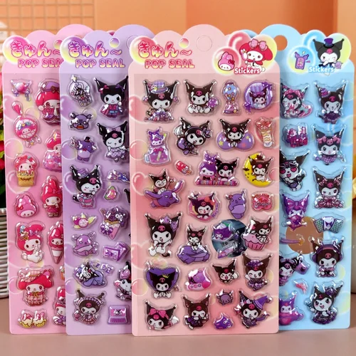 Imagen 2 del producto 40 Uds. De pegatinas en relieve 3D de dibujos animados Kuromi, pegatinas de burbujas estéticas Kawaii Zootopia, decoración de cuenta de mano, pegatina para cuaderno