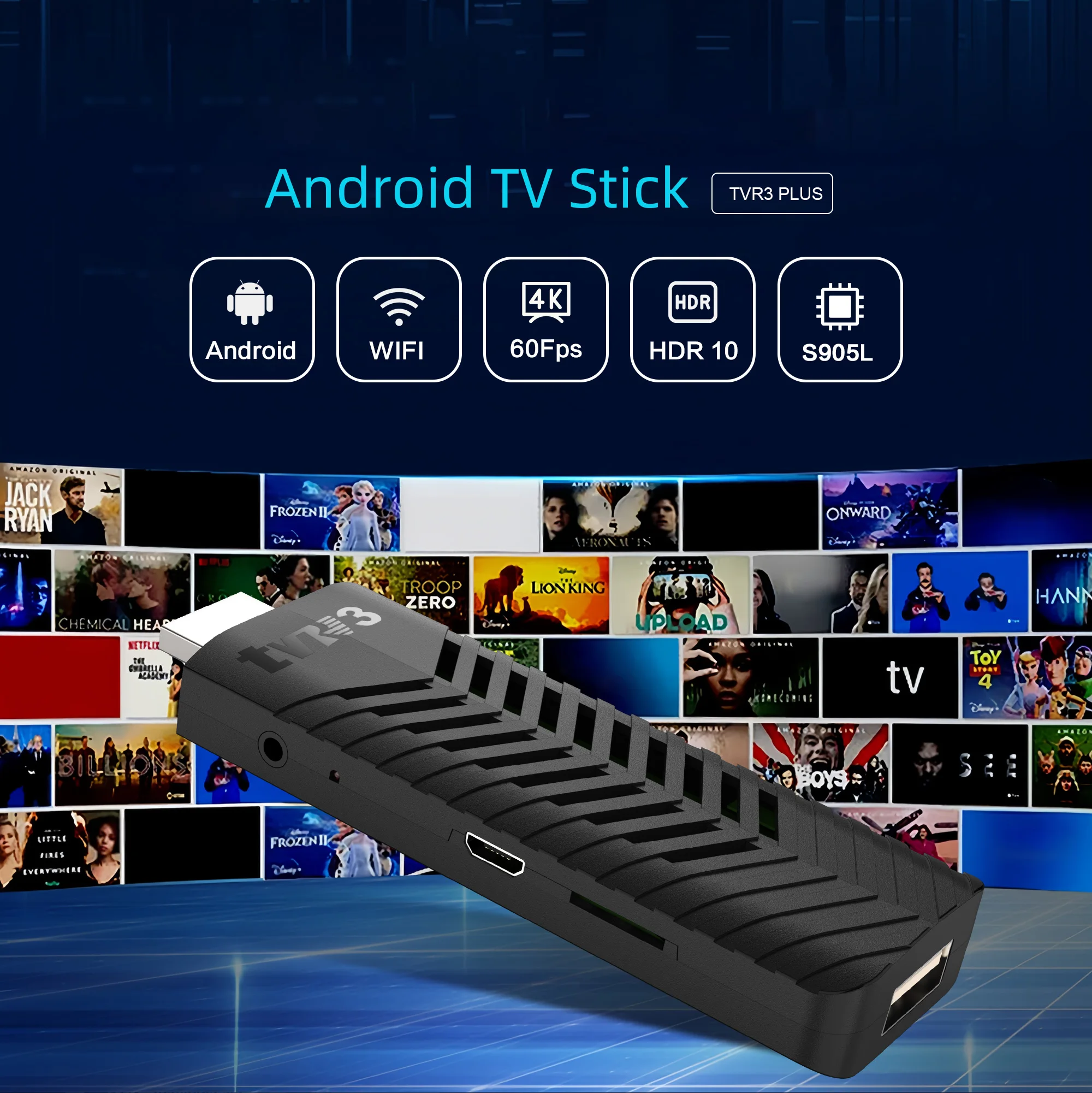 Smart TV Stick Android Amlogic 4K Reproductor multimedia de YouTube RAM 1 GB ROM 8 GB 2.4G WIFI Decodificador TVR3 plus