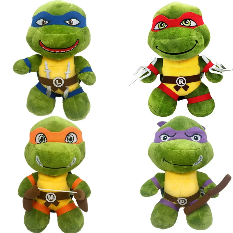 Muñecas de peluche de Tortugas Ninja para niños, juguetes de adorno de decoración de animales de peluche, juego de Anime, TMNT, Leo, Raph, Mike, Don, regalo de cumpleaños, 26cm