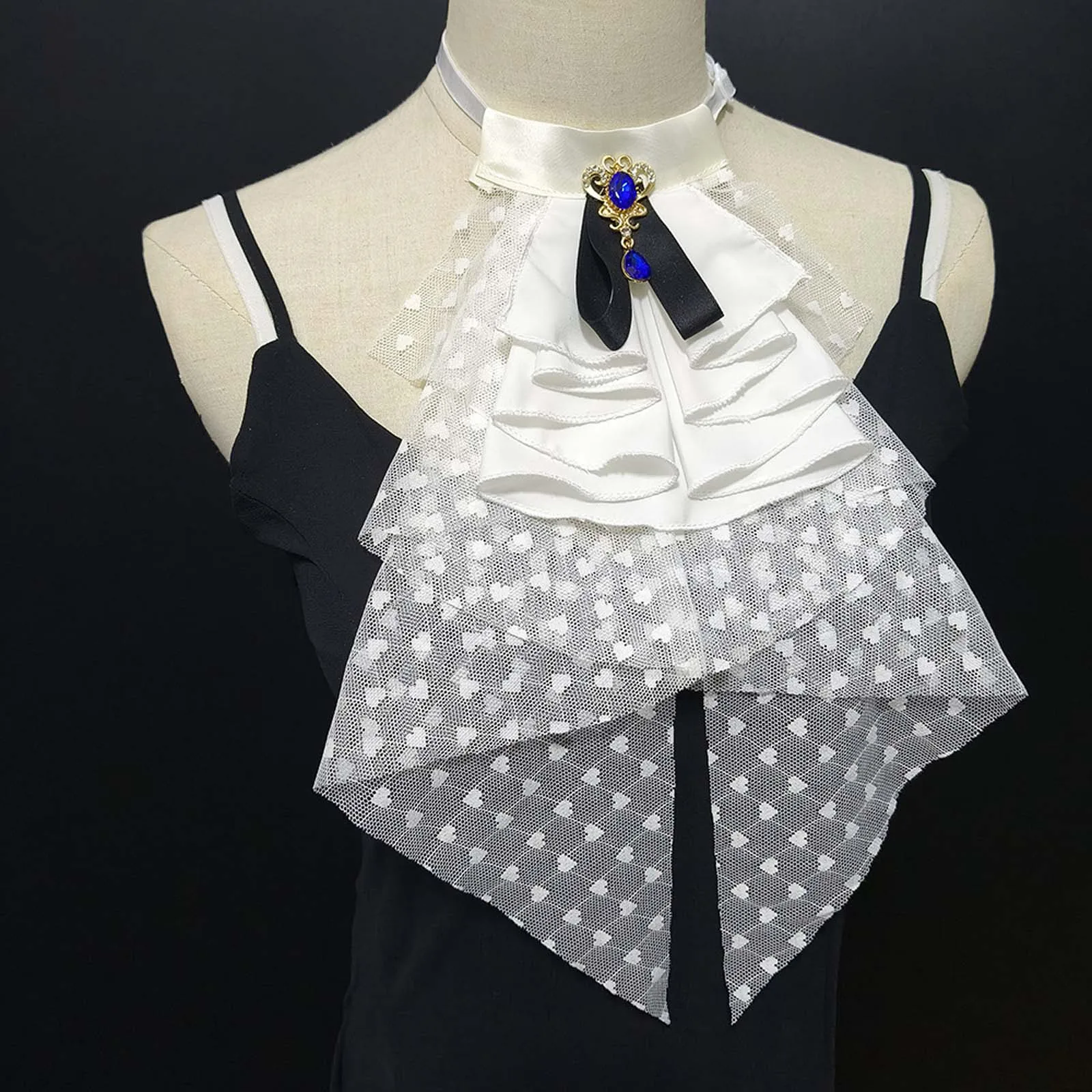 

Кружевной воротник-жабо в стиле Ренессанс, викторианский воланчатый съемный воротник-галстук для костюмов, вечерних платьев и аксессуаров