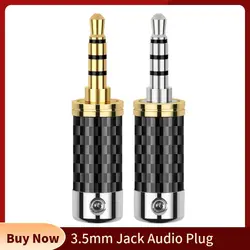 Audio Plug 3.5mm Jack For Soldering Connector 4 Pole Male DIY Earphones Cable With Mic Rhodium Gold Plated 3.5 Speaker Terminal