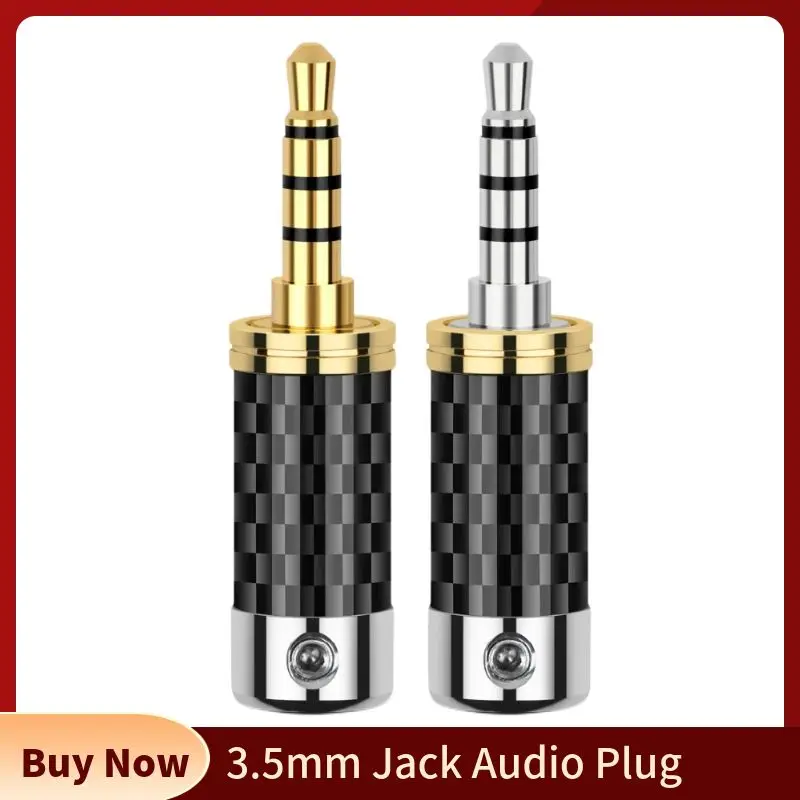 Audio Plug 3.5mm Jack For Soldering Connector 4 Pole Male DIY Earphones Cable With Mic Rhodium Gold Plated 3.5 Speaker Terminal