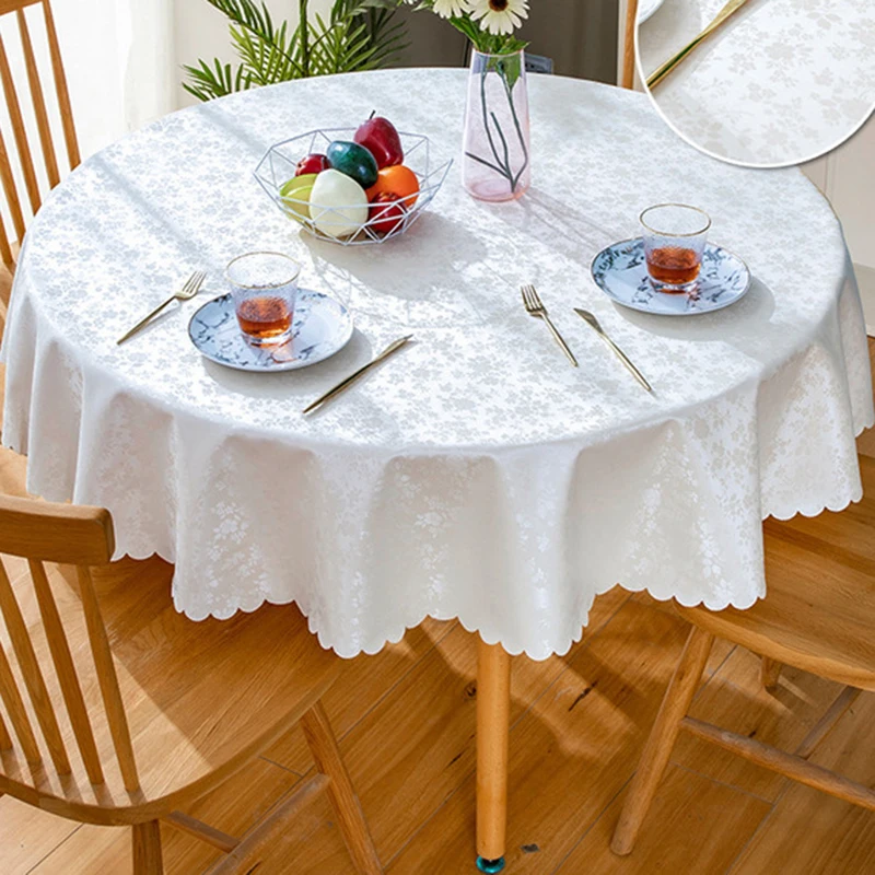 

New Waterproof Oil-Proof Tablecloth PVC Round Table Cloth Dining Table Cover for Wedding Party Banquet Hotel Table Cloth Decor