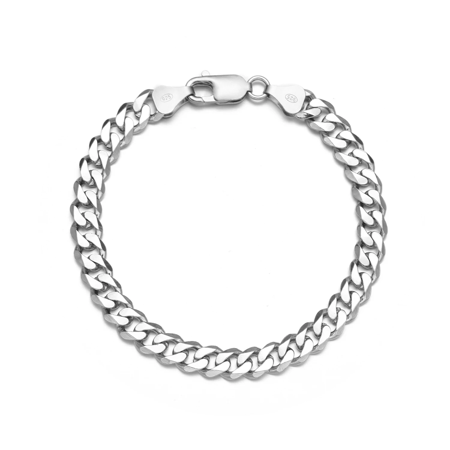 

Hot Selling Italian Craft 925 Sterling Silver Punk Hip Hop Jewelry Custom LOGO Cuban Curb Chain Bracelet Fashion Link Bracelets