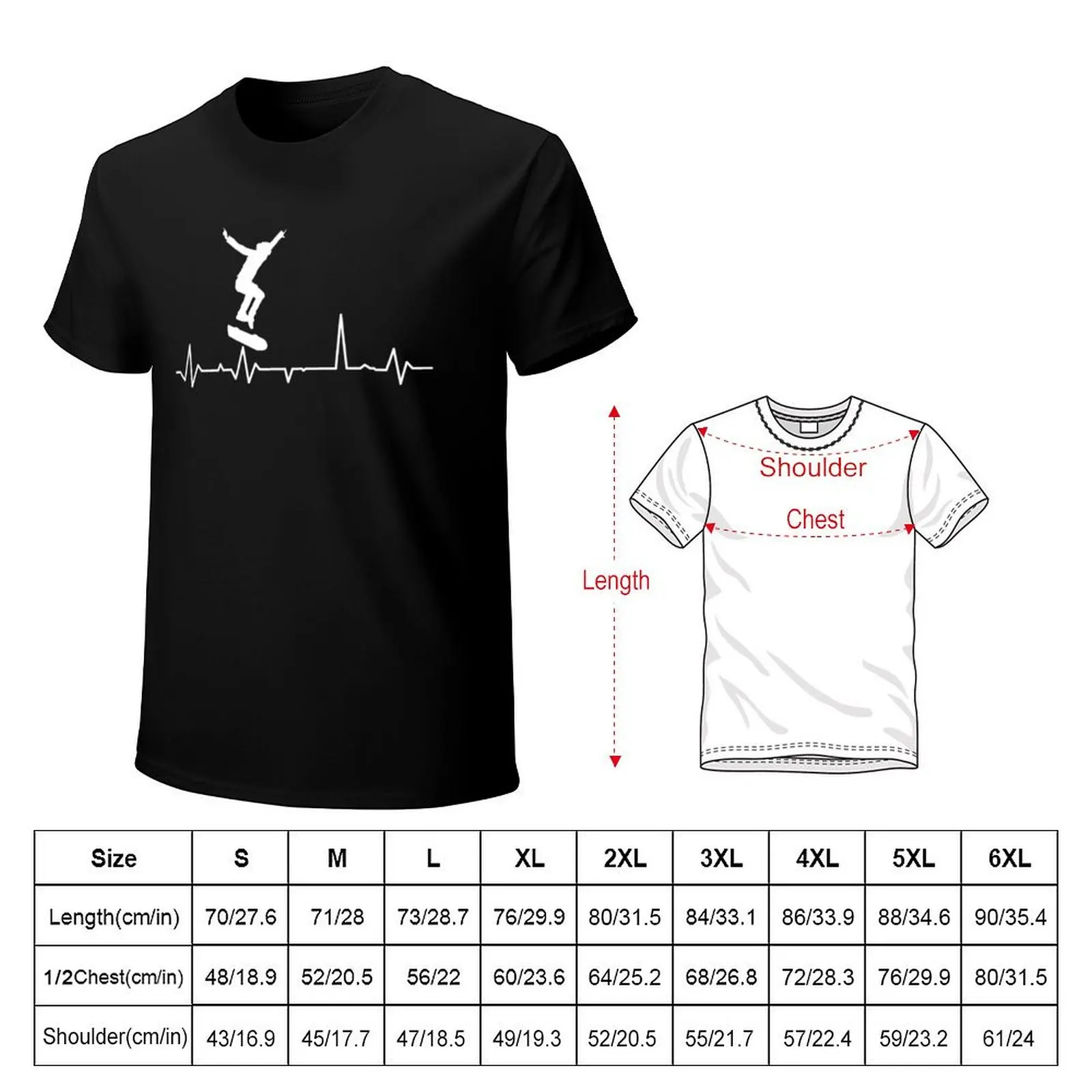 Mens Skateboarder Heartbeat Skate Skateboarding T-shirt aesthetic clothes heavyweights heavyweight t shirts for men