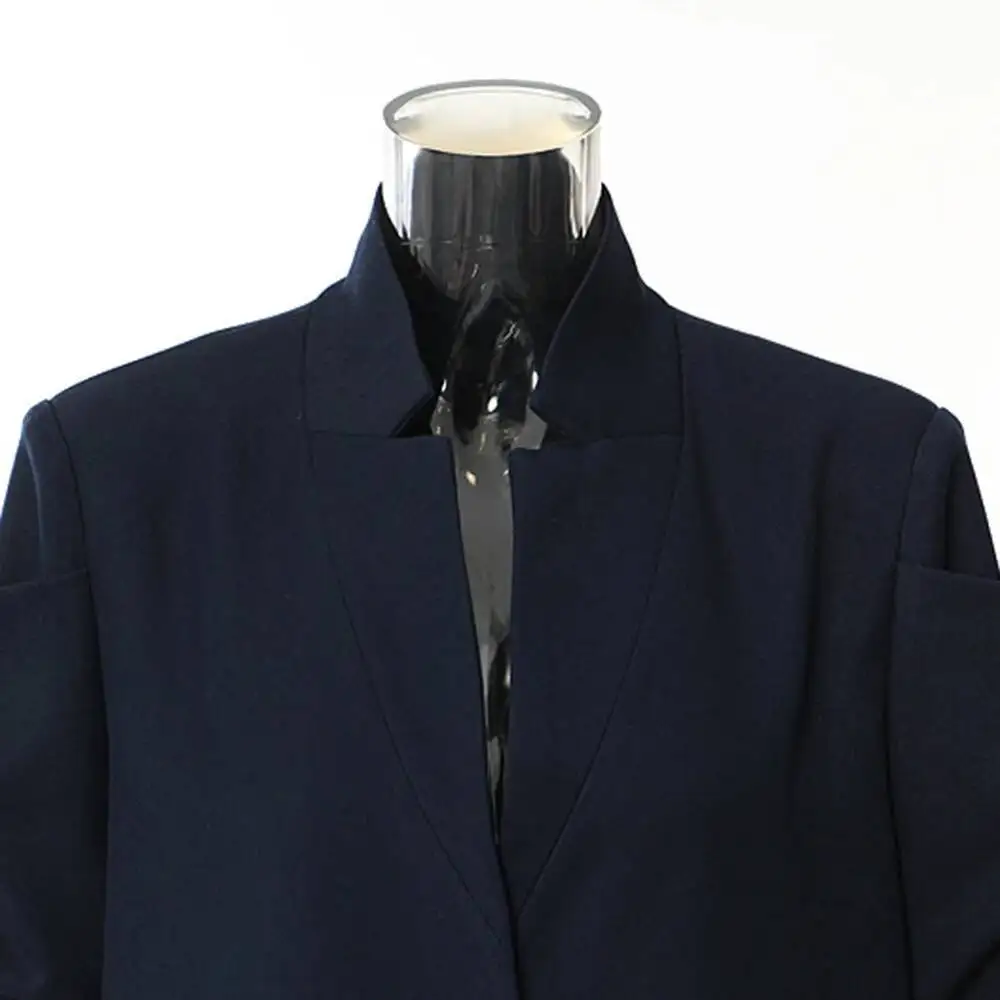 BJTZ Temperamento Giacca da donna elegante con scollo a V Giacca da donna a maniche lunghe da ufficio alla moda allentata di media lunghezza