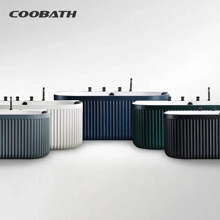 Indoor Bathroom Soaking Whirlpool Air Jacuzzi Modern Artificial Stone Freestanding Spa