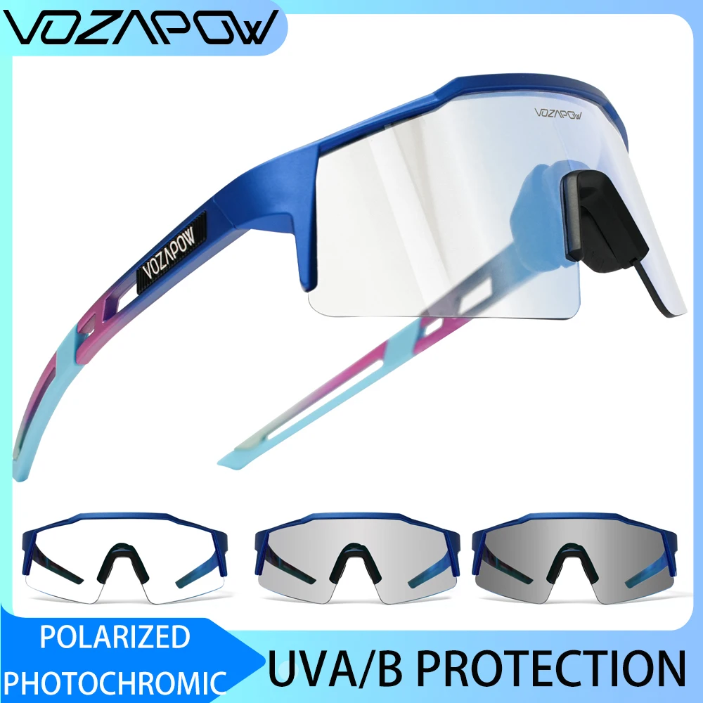 Vozapow Polarized Cycling Glasses  For Men Women Photochromic UV Protection Road Bike Sports Sunglasses Hiking Bicycle Eyewear