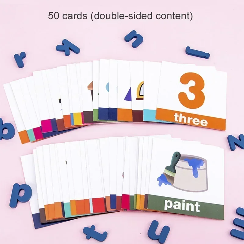 Wooden Toy Letters Match English Spelling Words Family Baby Early Education Montessori Toy Alphabet Puzzle Table Game