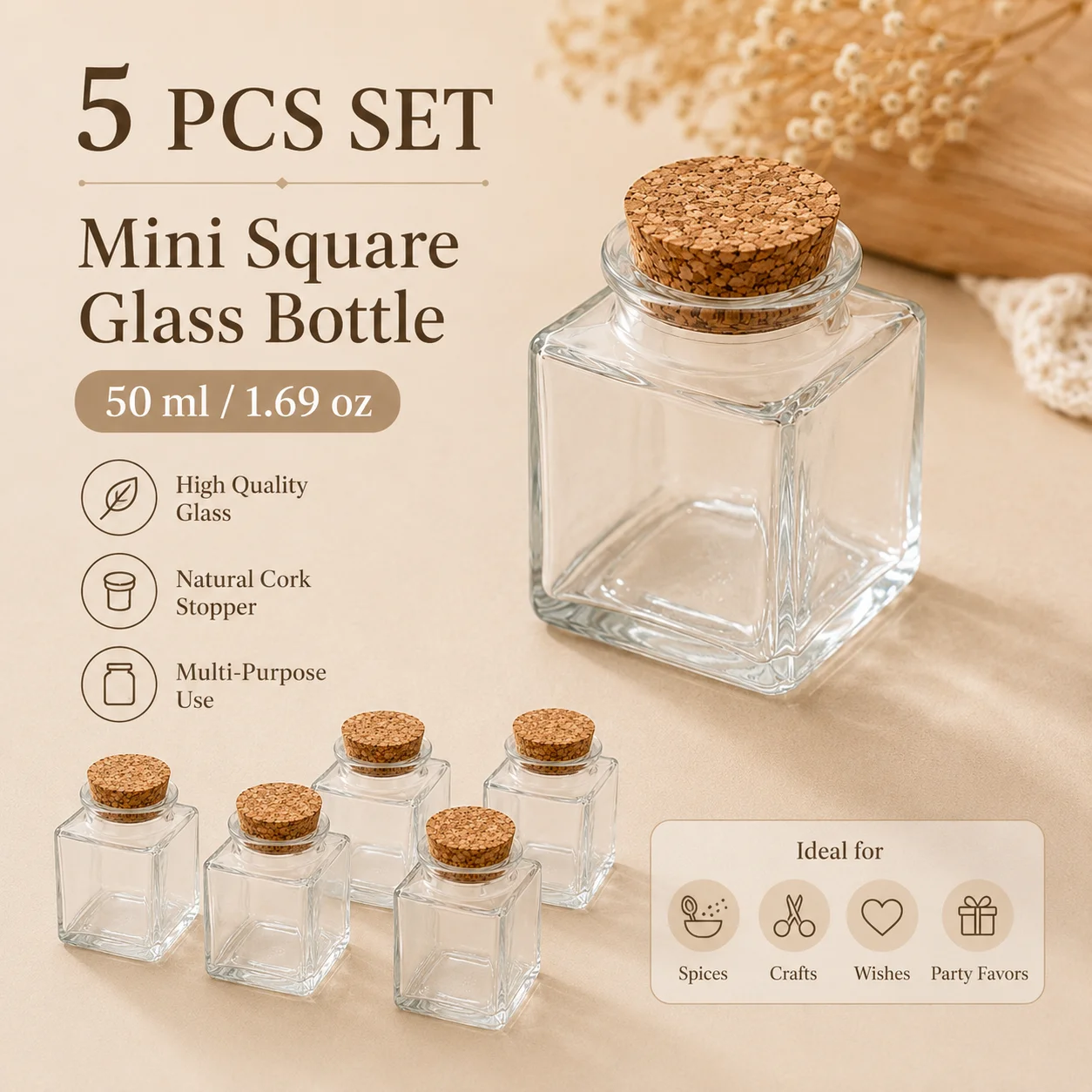Bath Salts Jar - 5 шт. 50 мл прозрачные стеклянные