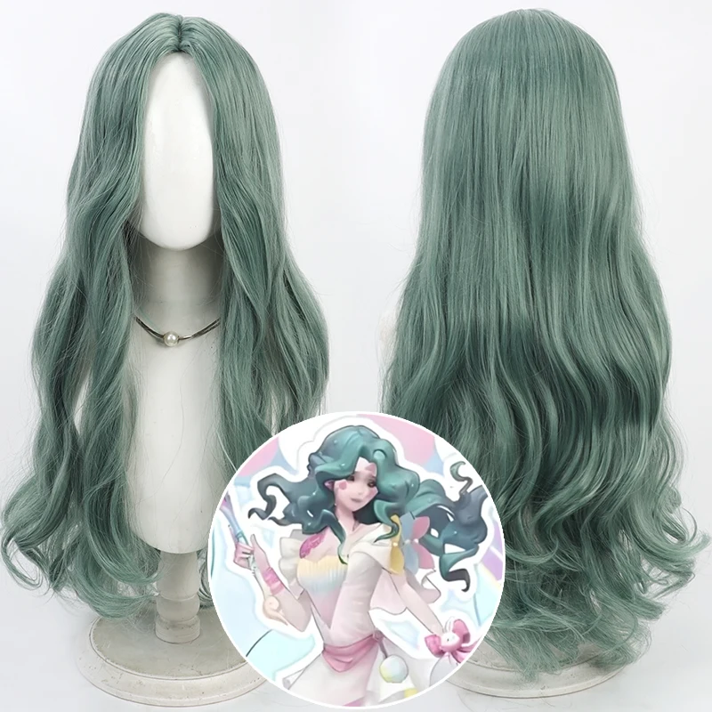Tożsamość V Grace peruka do cosplay 90cm kobiety długie faliste turkusowe żaroodporne włosy syntetyczne Halloween karnawał