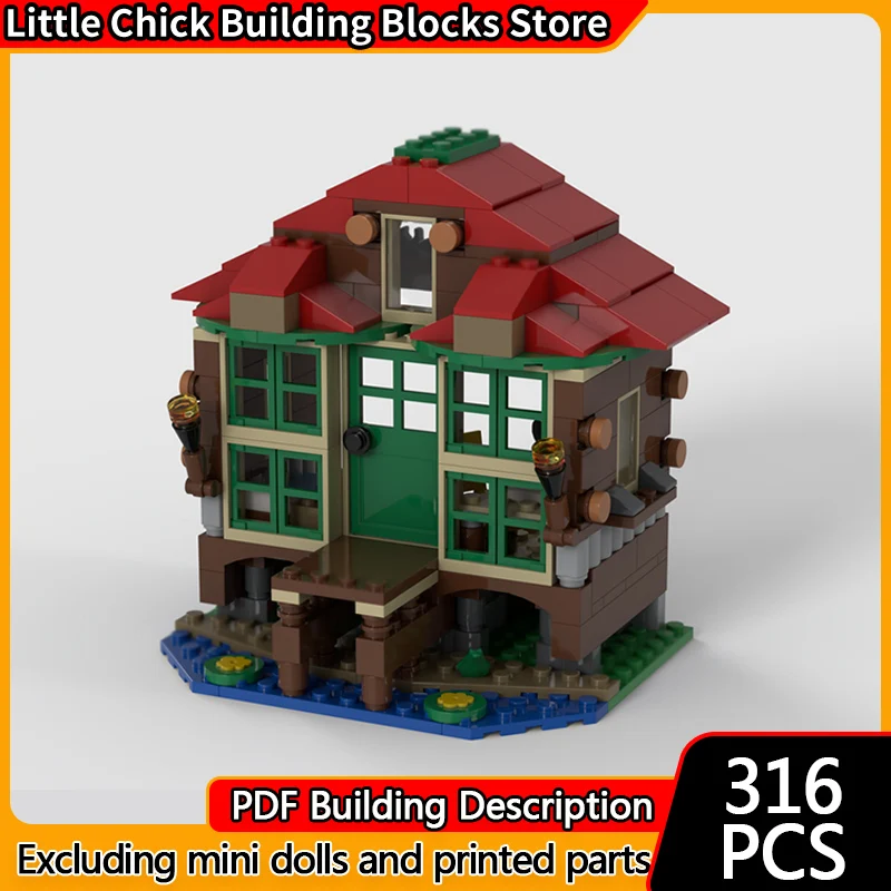 

City Street View Model MOC Building Bricks Stilted Lake Lodge Modular Technology Children Holiday Gifts Assemble Toys Suit