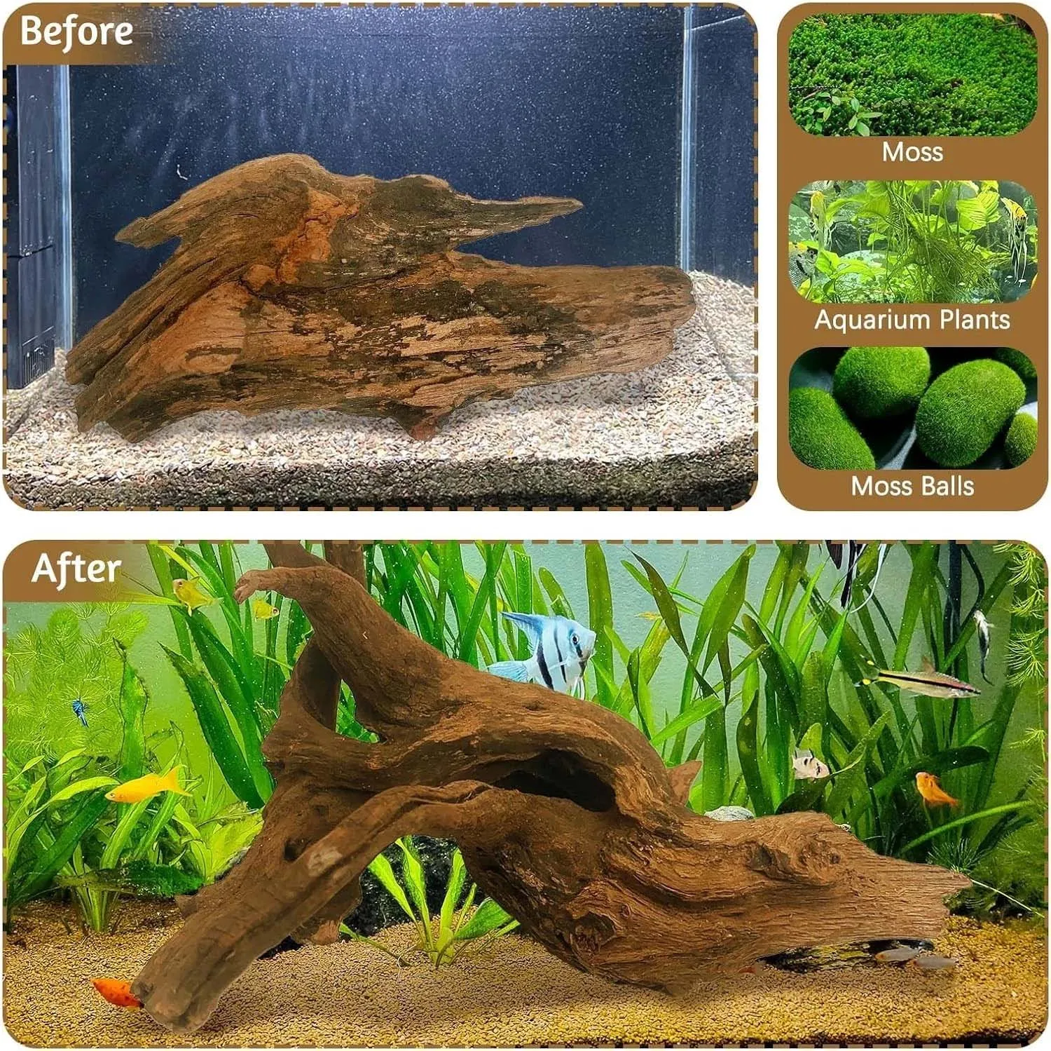 15-20CM 1Pc Natural Driftwood Coral Reef Decor Wooden Aquarium Decoration For Fish Tank Reptile Climbing Turtle Habitat Durable - view 3