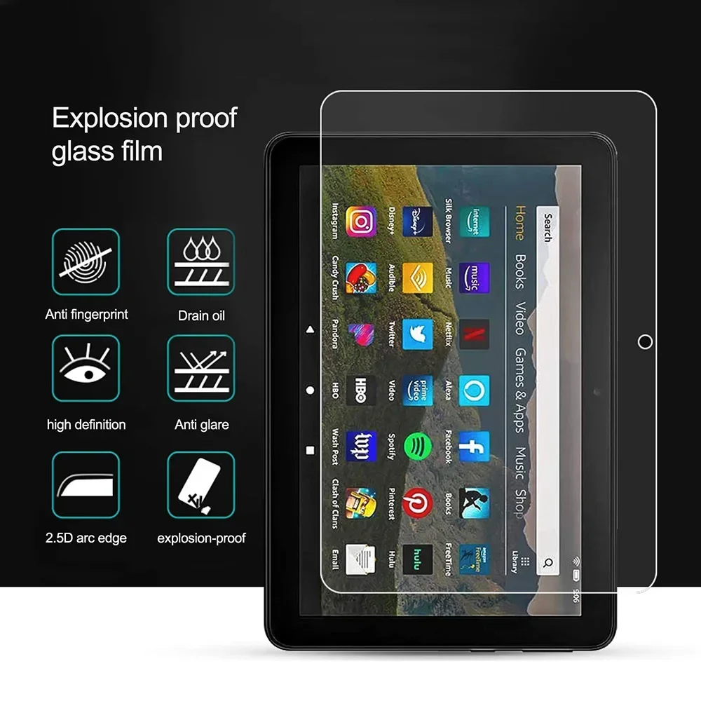 2Pcs HD Anti Scratch Tempered Glass Screen Protector For Amazon Kindle Fire HD 7 8 10 Kids Pro Plus 2022 2021 2020 Fire Max 11
