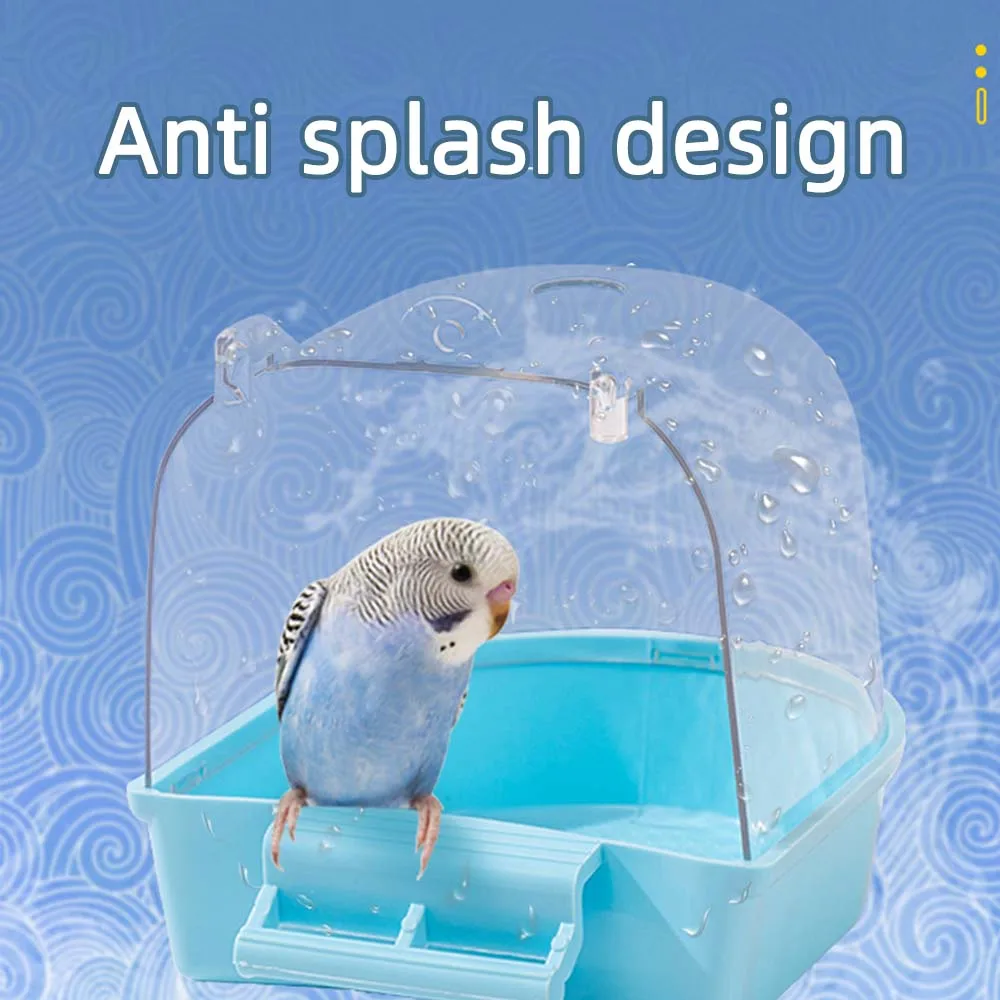 

New Bird Bath Cube Hanging Parrots Pet Bathtub Shower Box Cage Accessory for Little Bird Canary Budgerigar Cockatiel Lovebird