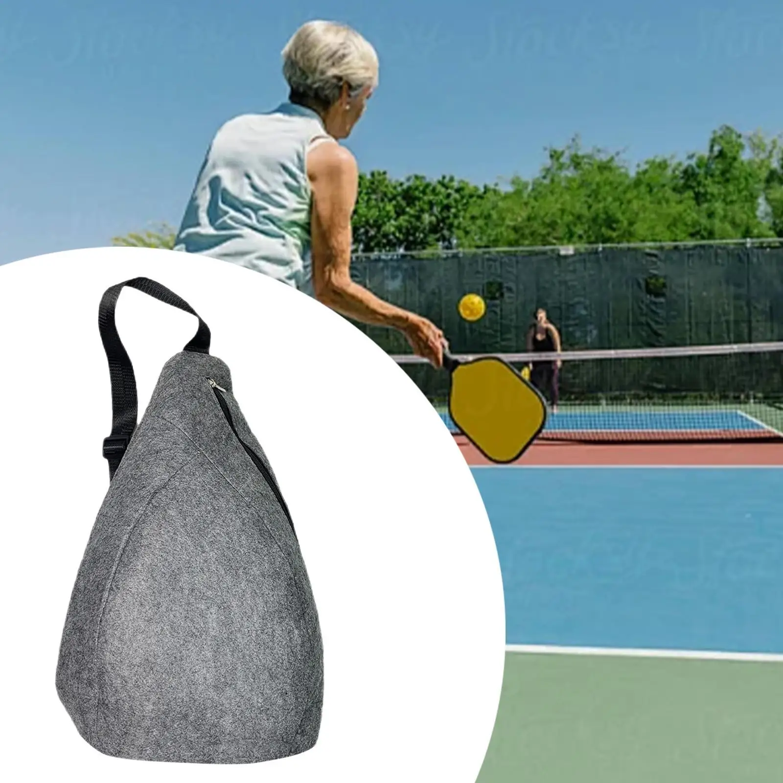 Pickleball Bag Chest Bag Crossbody Bag Zipper Closure for Sports Portable Large Capacity for Women Men Pickleball Paddle Bag