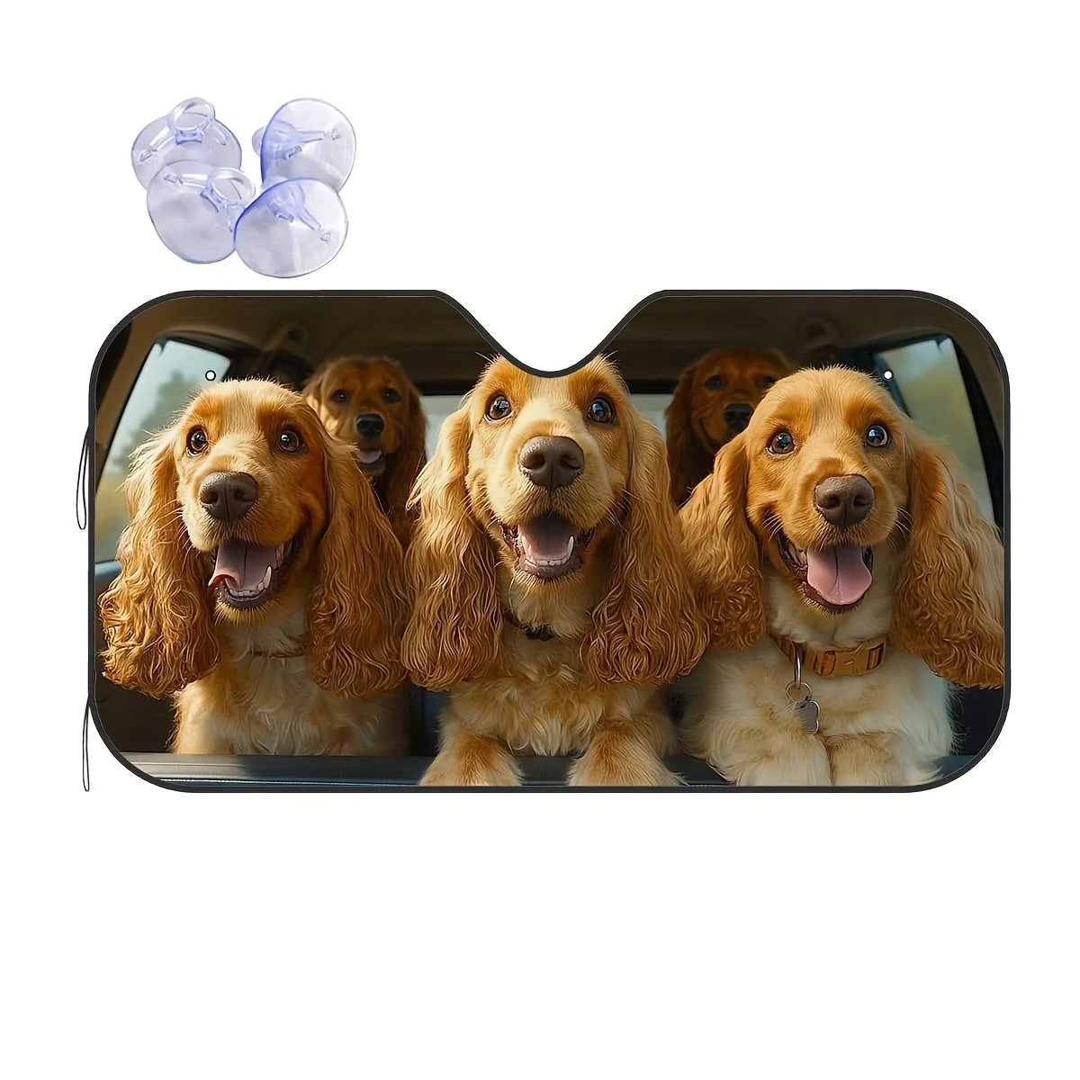 

1 шт., автомобильный солнцезащитный козырек Happy Dogs, солнцезащитный козырек на окно автомобиля, солнцезащитный козырек на лобовое стекло, простая установка, летняя защита от солнца, сохраняет йо