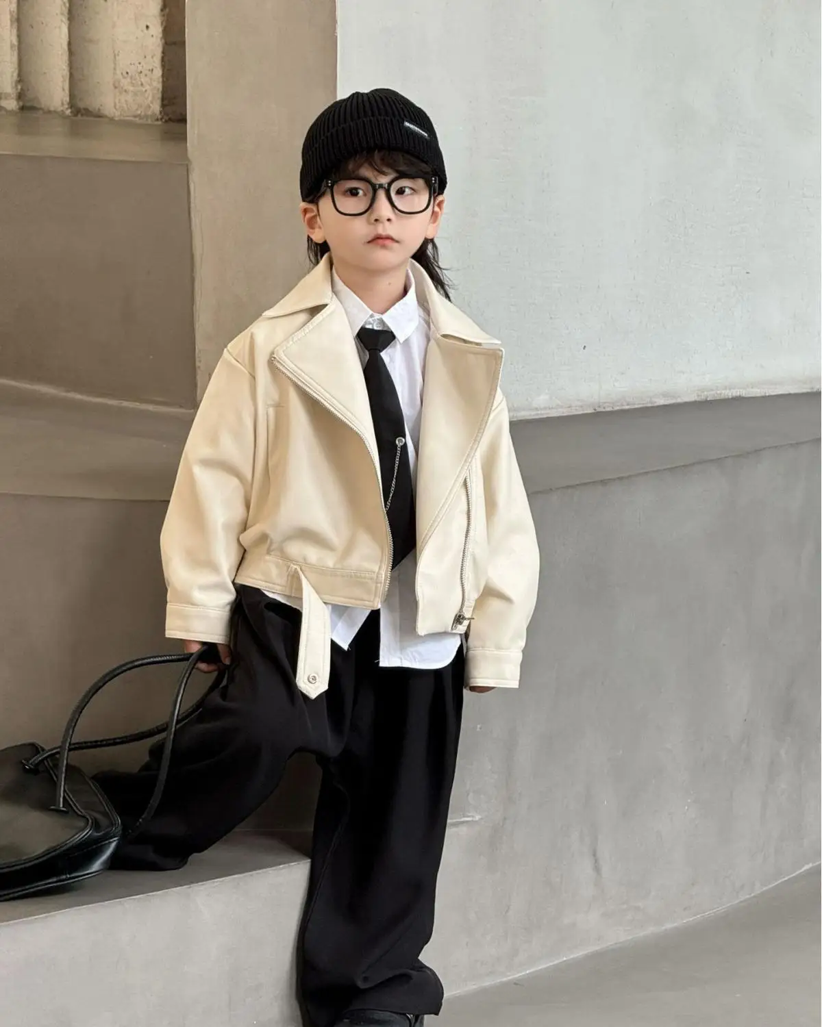Teenager Girls Middle-aged Children's Zipper Spring Autumn New Fashion Jacket Boys Girls Motorcycle Style Leather Jacket 2-12T